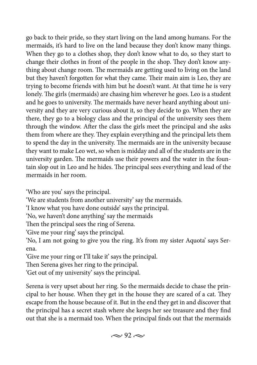 Original book page 92 of To Become a Merman